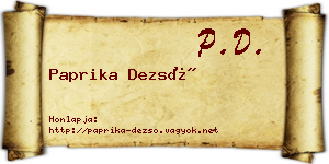 Paprika Dezső névjegykártya