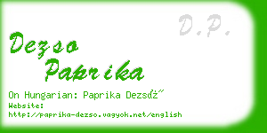 dezso paprika business card